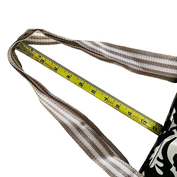 Heirloom Print Snap Top Canvas Tote Bag Purse Black & White Double Straps New - Picture 9 of 10